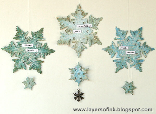 Layers of ink - Frosty Snowflake Ornaments
