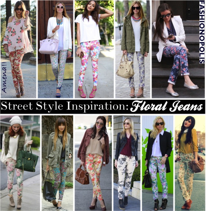 floral jeans