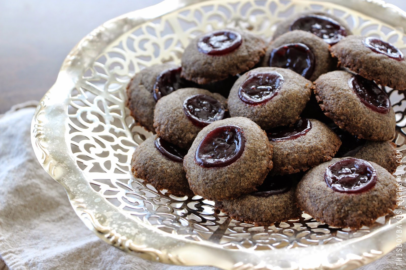 this boy bakes STRAWBERRY BUCKWHEAT THUMBPRINT COOKIES