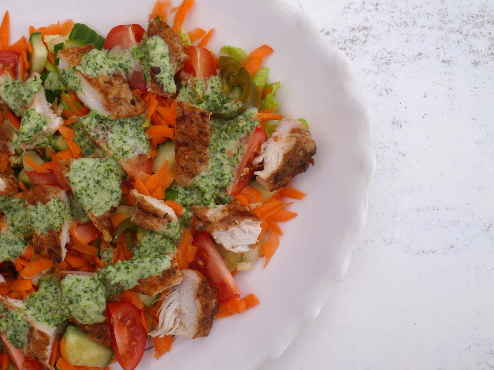 This Muslim Girl Bakes Spicy Grilled Chicken Salad + Creamy Coriander