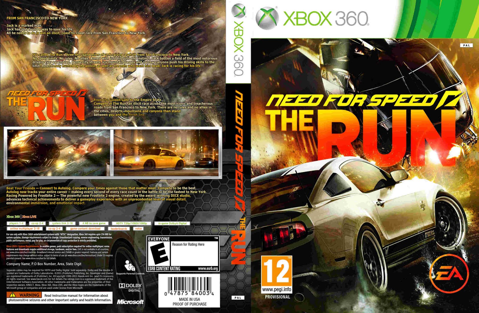 COVER'S AKI: NEED FOR SPEED THE RUN - XBOX360