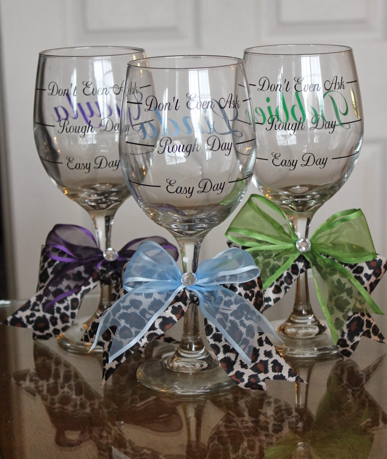 Cher's Signs by Design Wine Glasses Easy Day, Rough Day and Don't