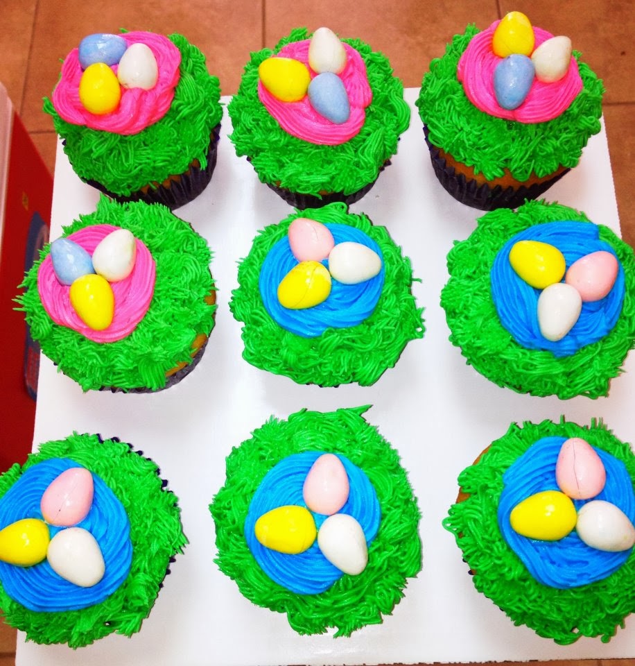 easter cupcakes with eggs
