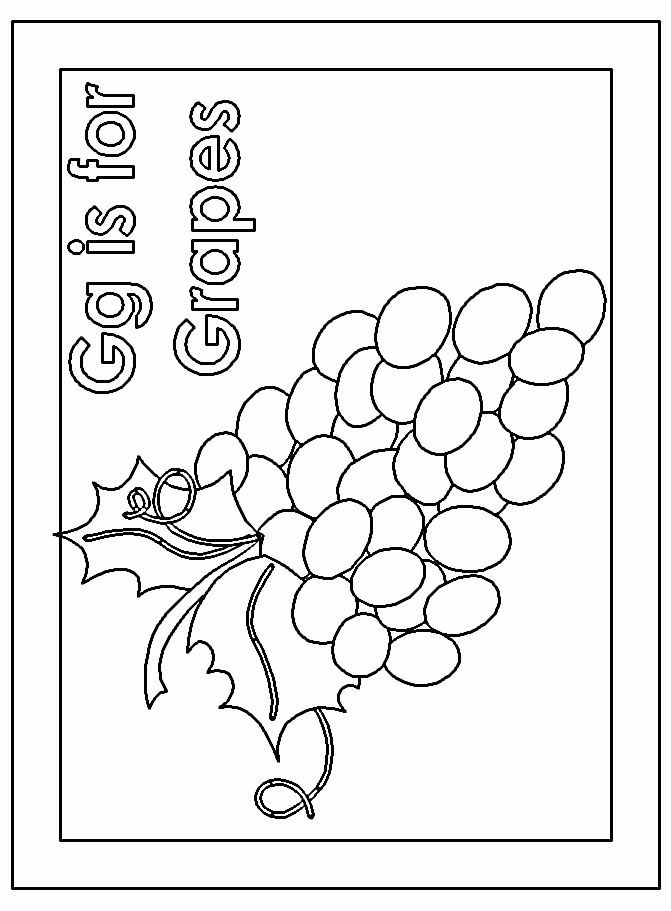 Coloring & Activity Pages: "Gg is for Grapes" Coloring Page