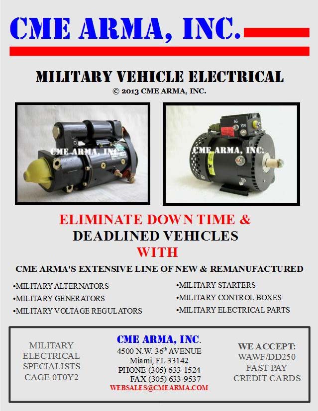 CME ARMA, INC. MILITARY VEHICLE ELECTRICAL CATALOG MILITARY STARTERS