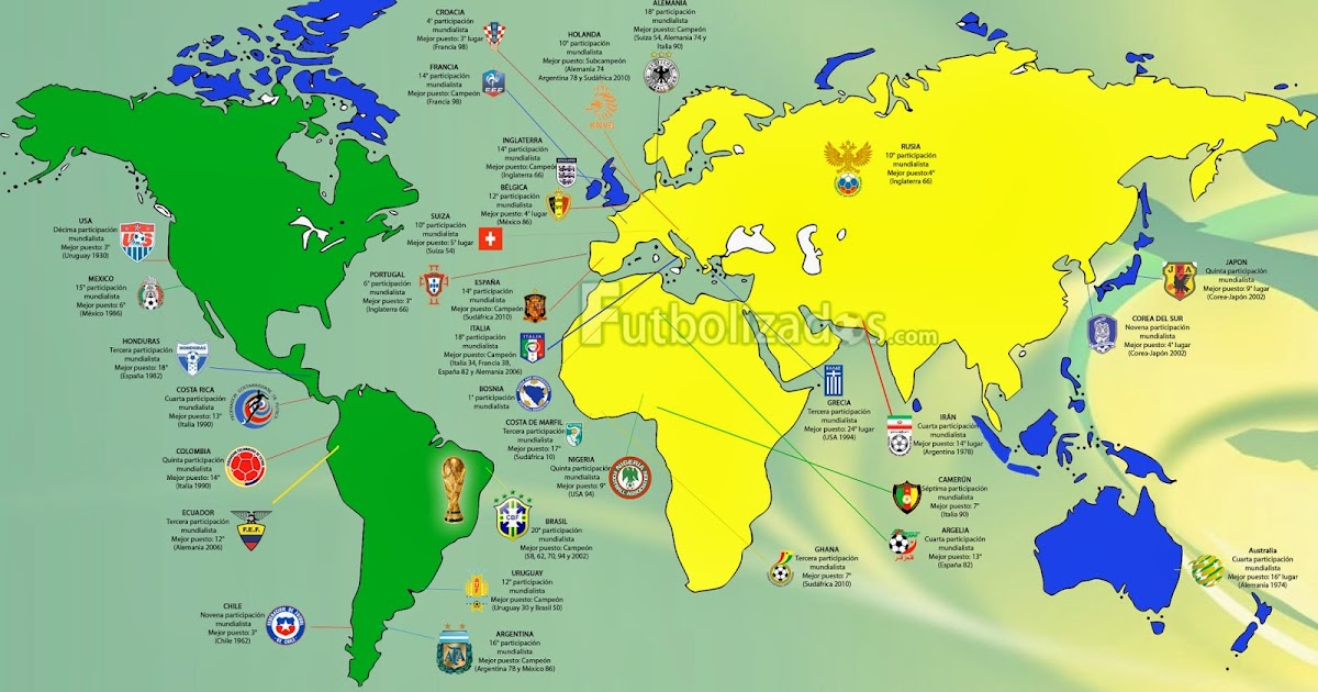 LA FIESTA DEL MUNDIAL DE FUTBOL: MAPA GEOGRÁFICO DE LOS ...