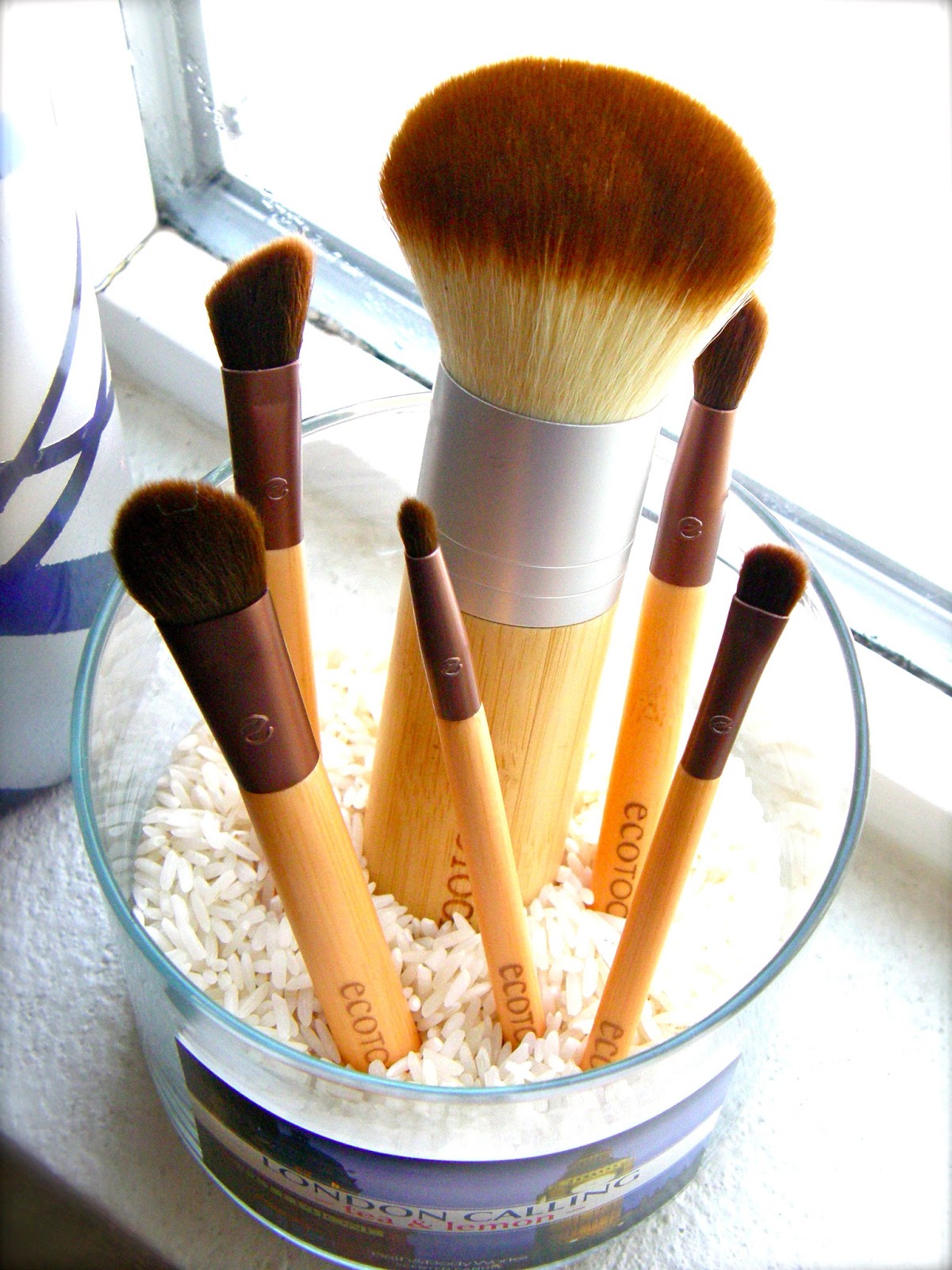 Can Can Dancer Makeup brush holder (from a candle jar)