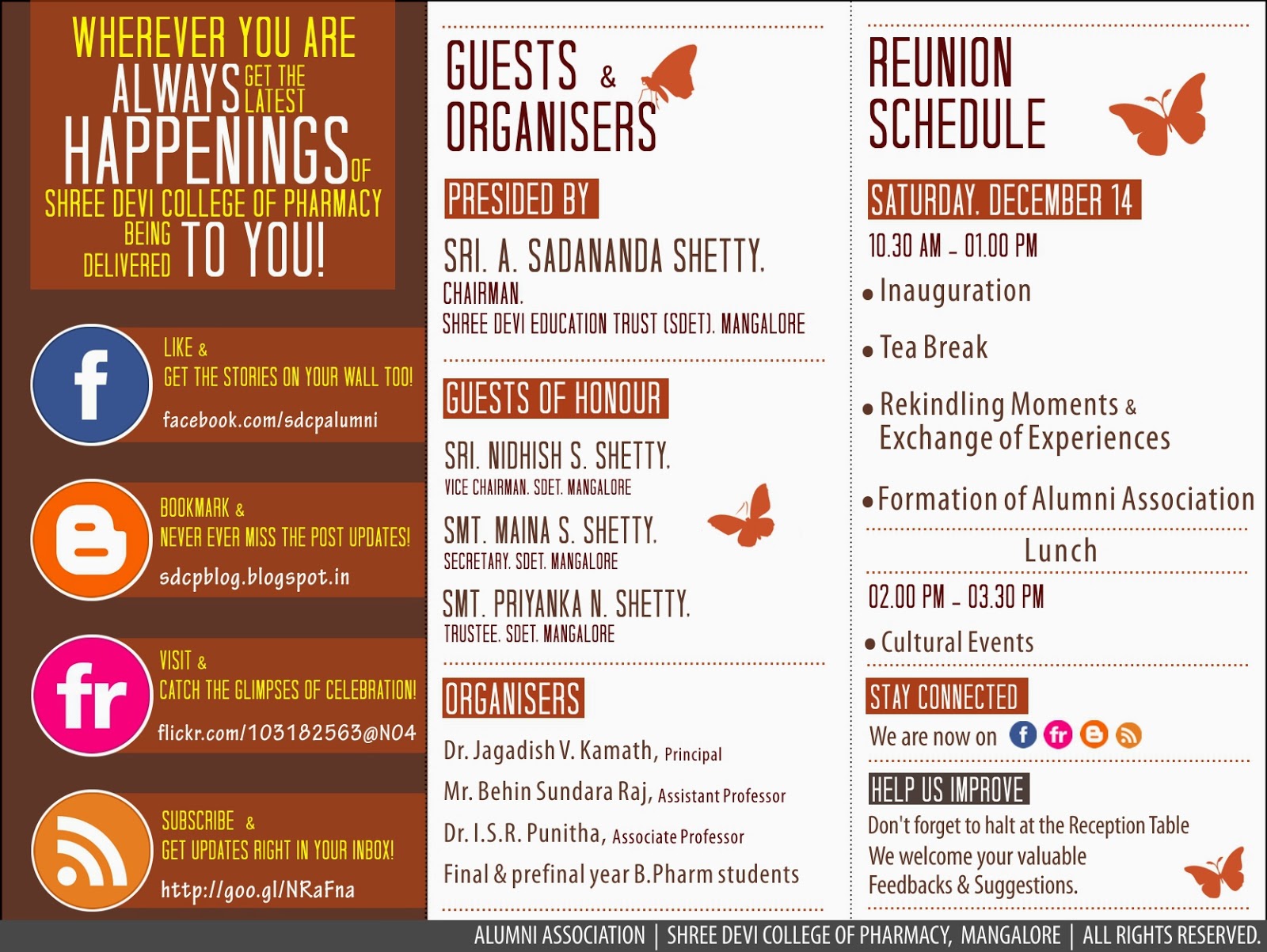 Alumni Reunion Invitation Shree Devi College Of Pharmacy