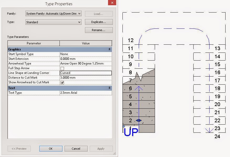 Revit Recess Curved Stair Path Representation