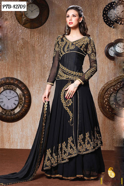 Black Floor Length Anarkali Salwar Suit