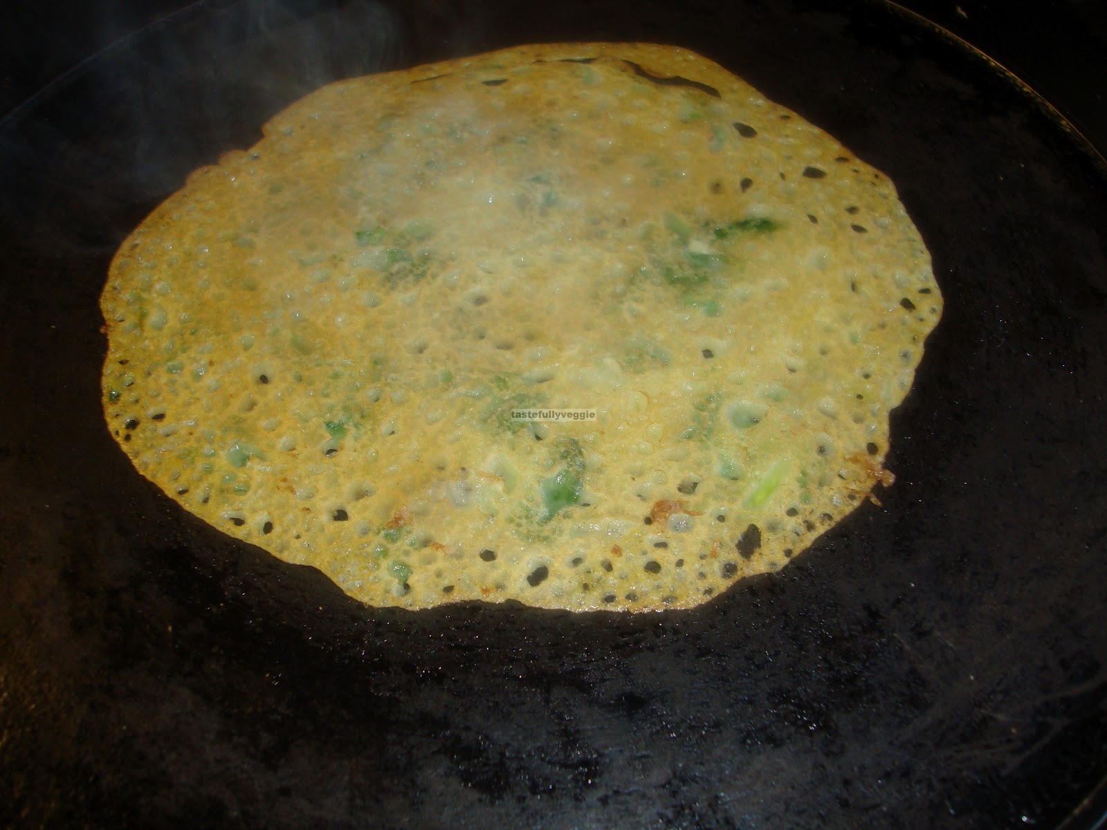 Tastefully Veggie Cornmeal Methi Dosa