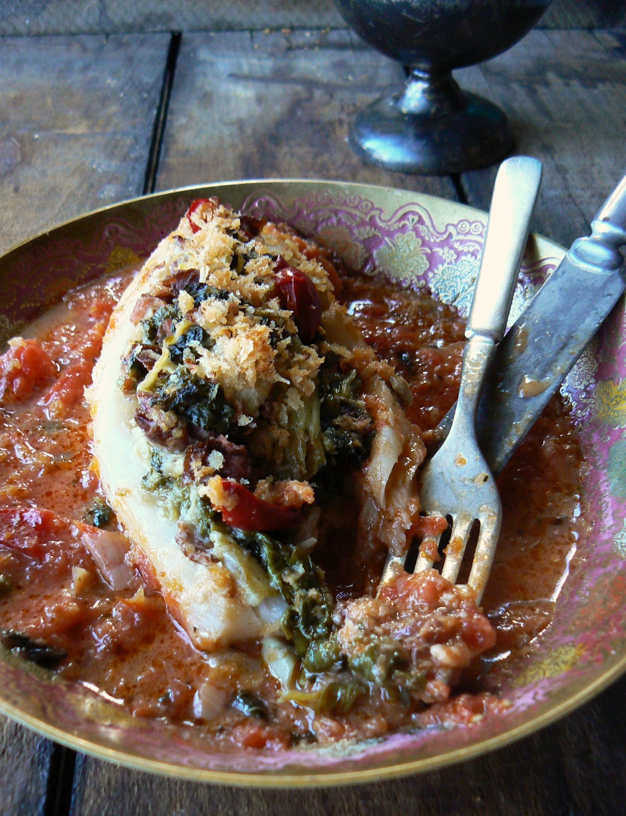 The Brooklyn Ragazza GreensStuffed Haddock Wallets in a Sherry