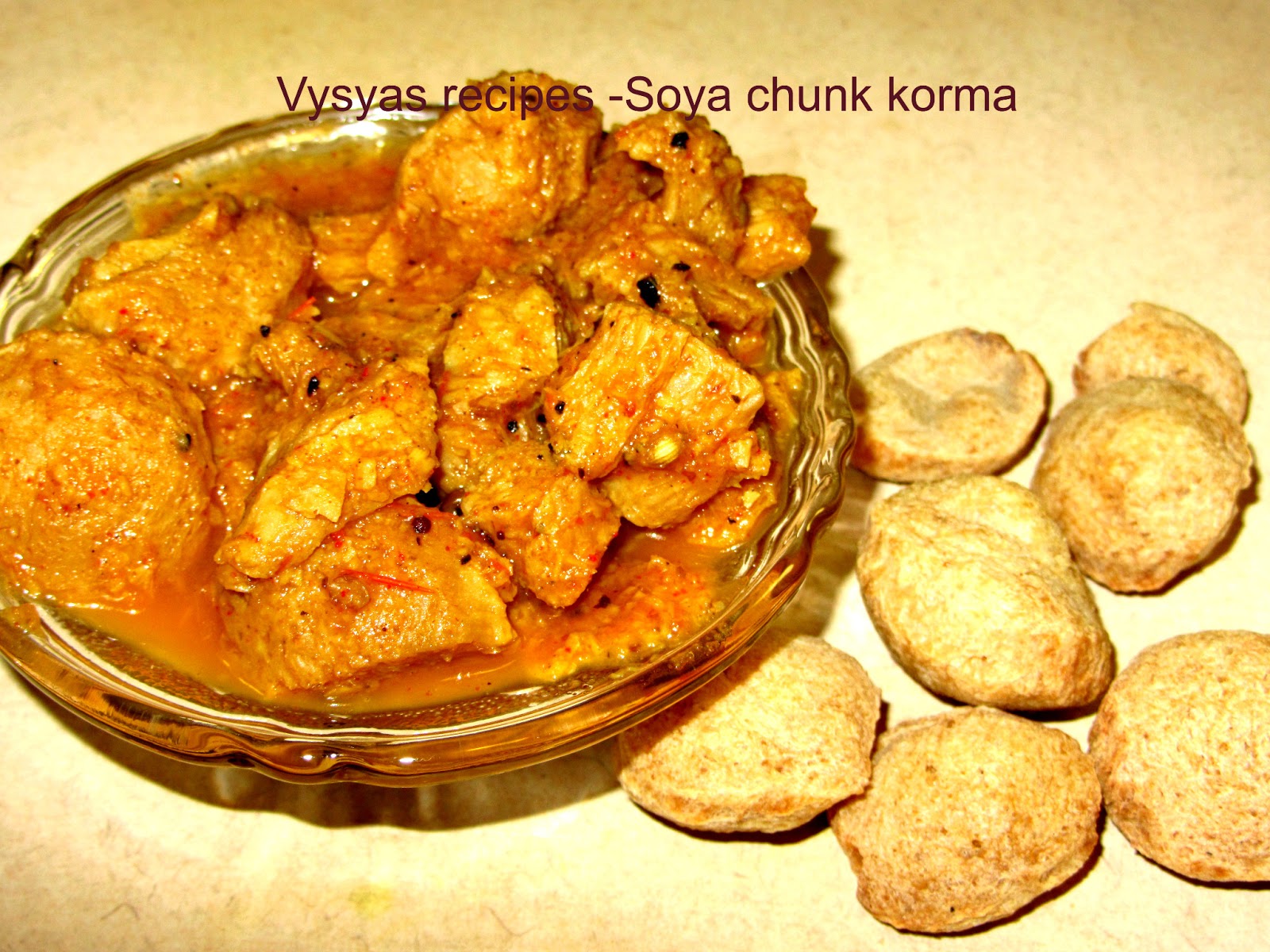 Vysya's Delicious Recipes Soya chunk Gravy