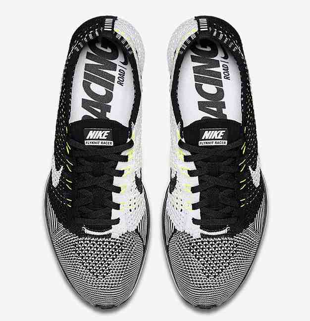 flyknit racer black and white