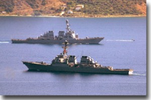 two Iranian warships prepare to enter the Suez Canal