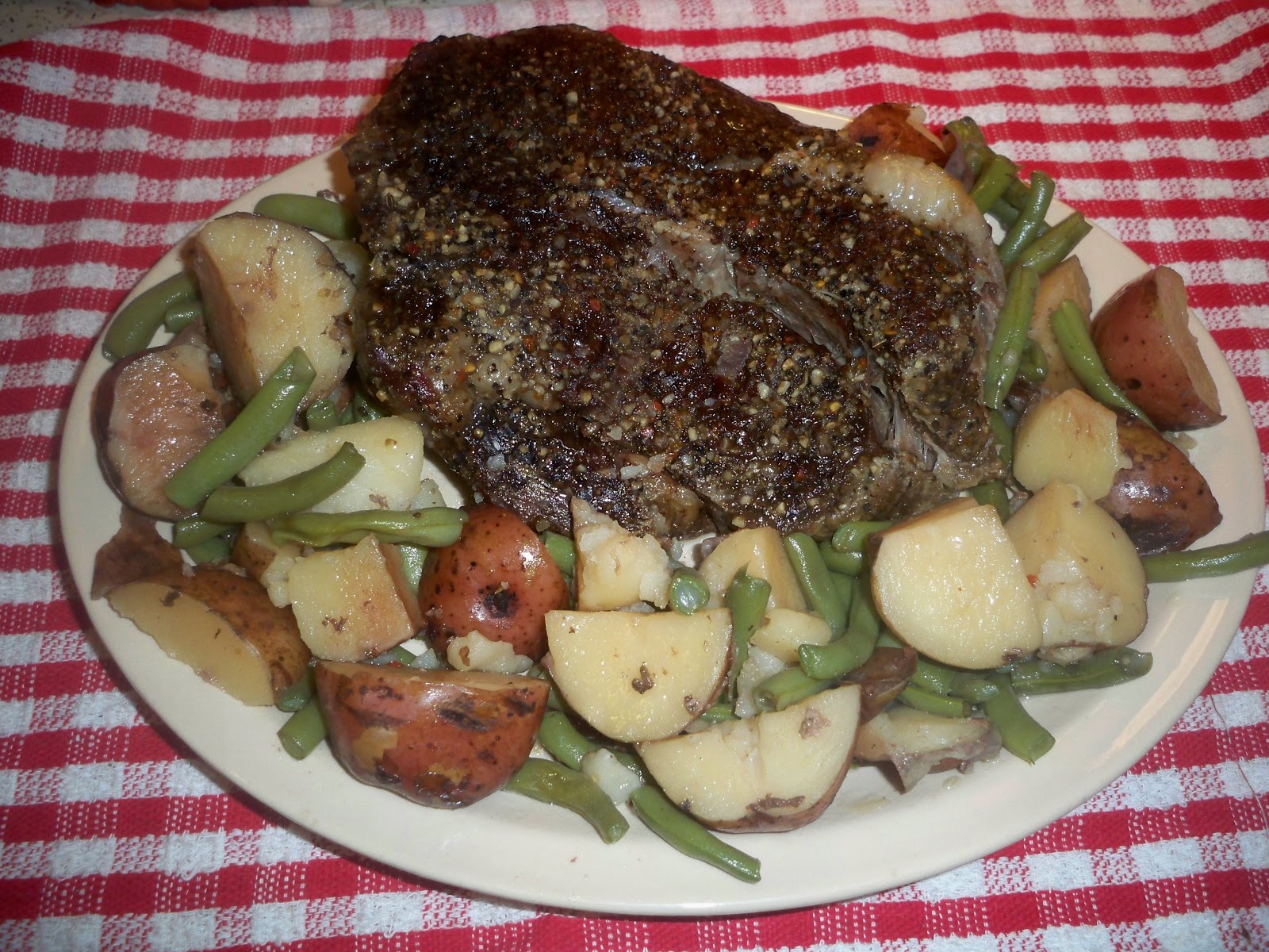 Gramma's in the kitchen Slow Cooker Beef Roast w/ potatoes and green beans
