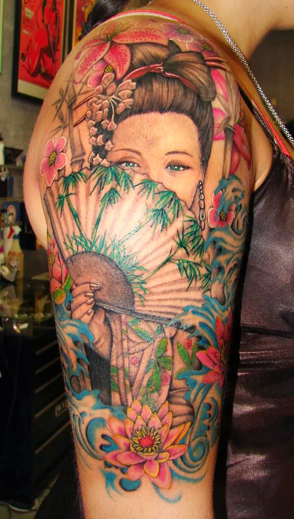 Tattoo Designs Picture Gallery Amazing Geisha Tattoo on Sleeve