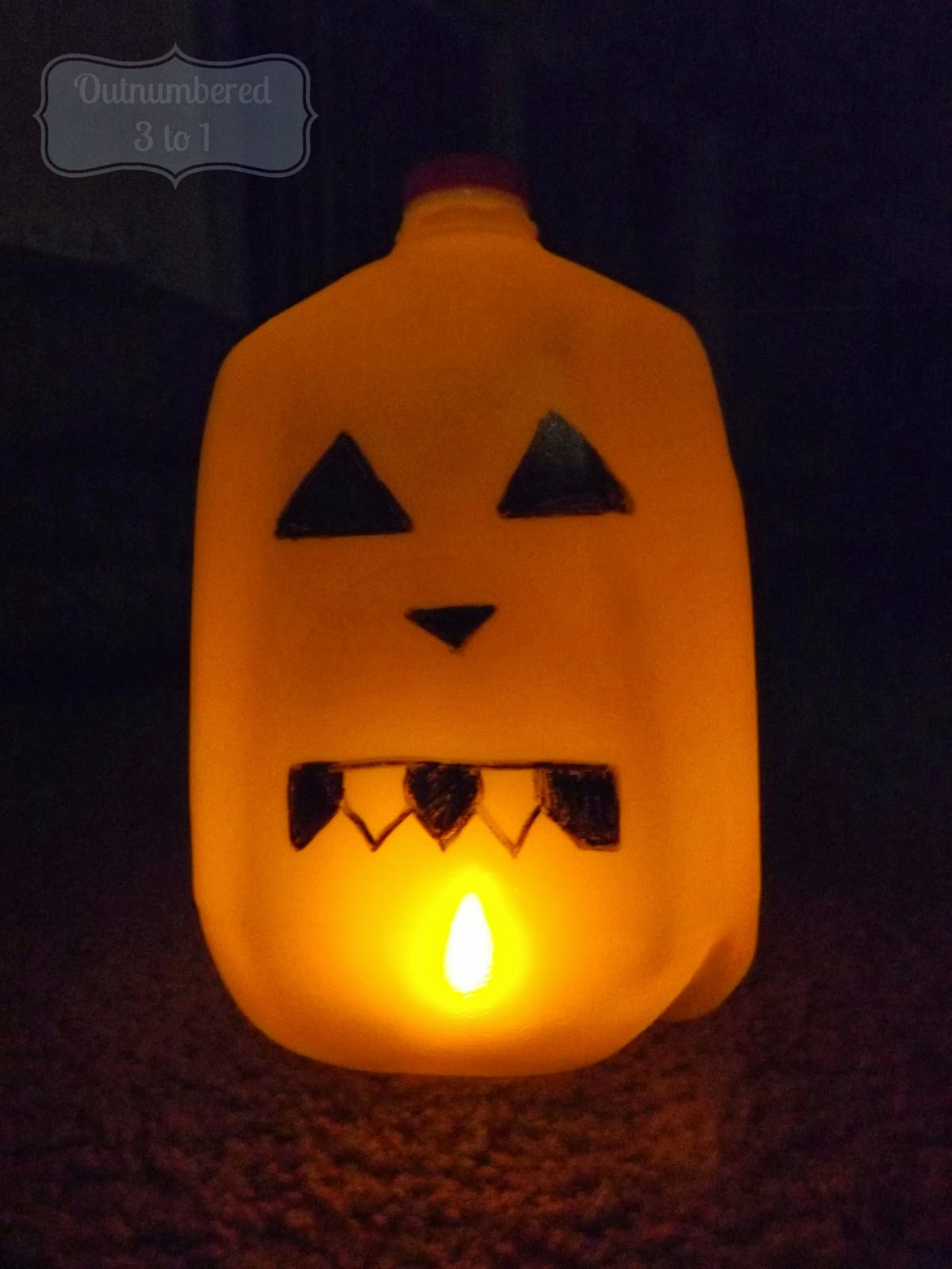 Frugal Tips DIY Milk Jug Pumpkin JackOLantern Outnumbered 3 to 1