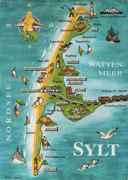 cartoon style map of Sylt