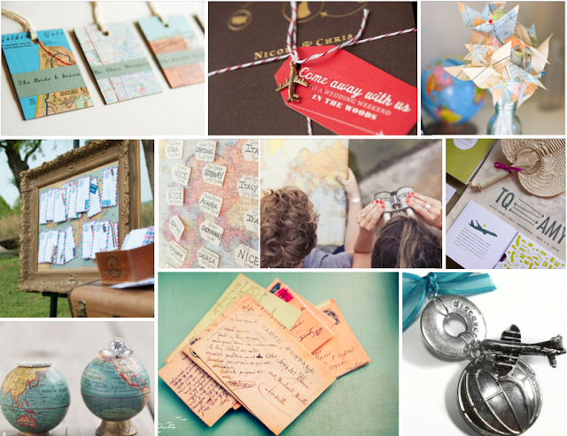 travel theme wedding, antique suitcases, antique map, map invitations, using maps in weddings, globes, DIY pinwheels, destination wedding, Inspiration Board, flags, international travel, megamoon http://delovelyaffair.blogspot.com/2012/09/inspiration-board-travel-themed-wedding.html