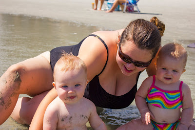 Babies at the Beach Twins Mom at Myrtle Beach Ocean