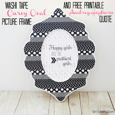 Washi Tape Curvy Oval Picture Frame and Free Printable Audrey Hepburn Quote #cutitout #diy #tutorial
