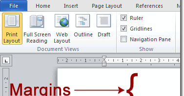 how to set margins in word 2010 1.5