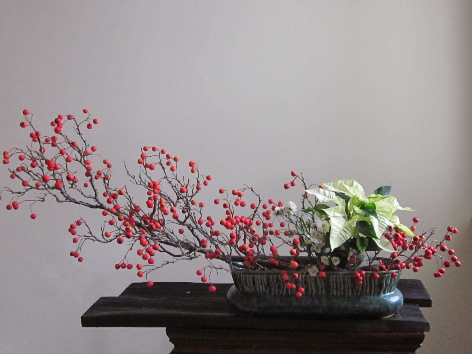 Orchids and Ikebana Holiday Arrangement Merry Chrismas
