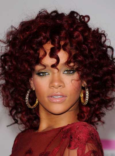 Rihanna Haircut Hairstyle Ideas: Rihanna Curly Red Hairstyle
