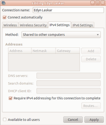 Membagi koneksi WIFI di Ubuntu 10.10