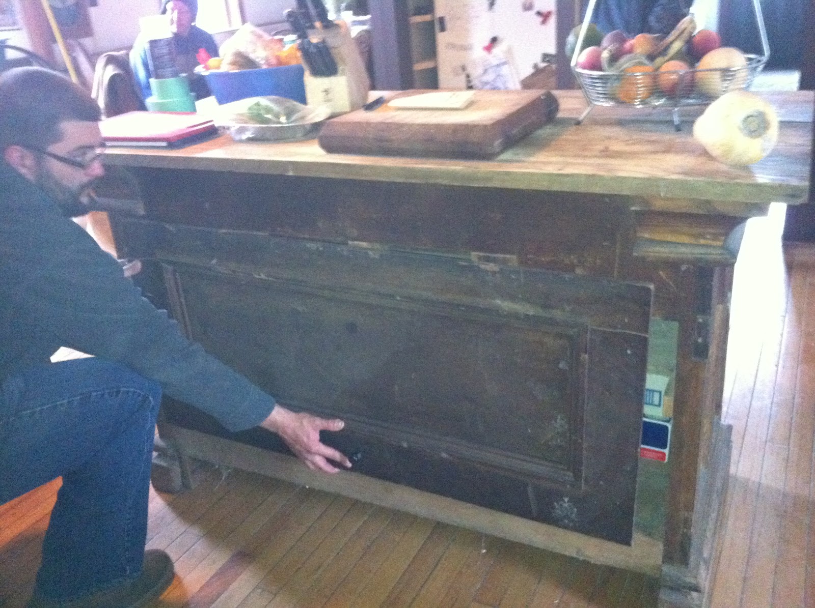 Upcycled kitchen cabinets Eventually I'll have a kitchen sink installed in the center of the