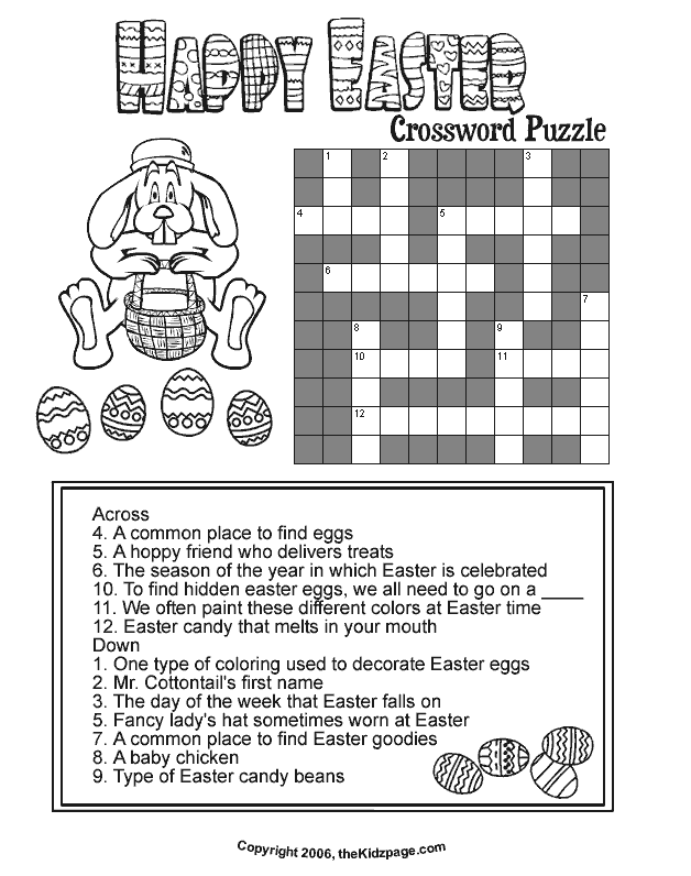 ENGLISH CORNER FOR KIDS: HAPPY EASTER CROSSWORD PUZZLE