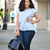 Asos Top, Vintage Necklace & Bracelets, Zara Bag, Old Navy Skinnies