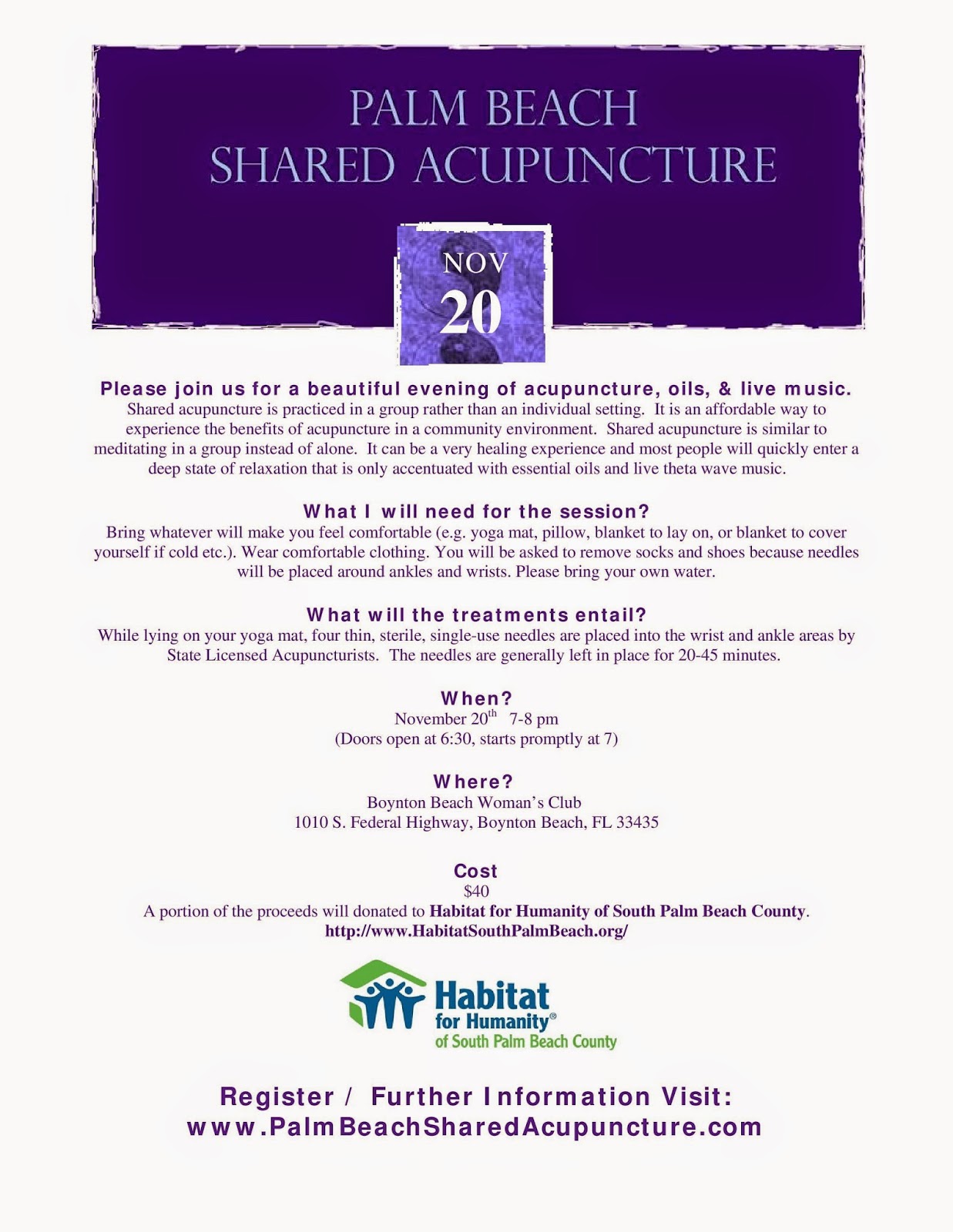 Shop Boynton Beach Please join Palm Beach Shared Acupuncture for a