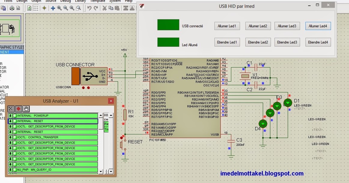 Electronique 18F4550 + USB ( HID communication ) + interface