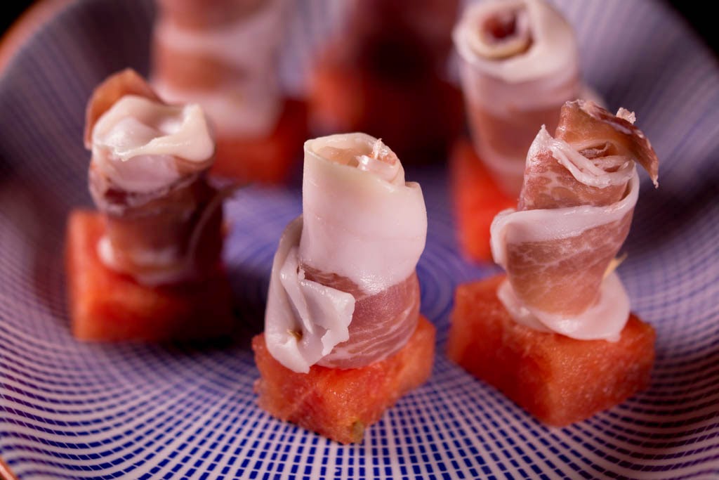 Freestyle Cookery Recipe Prosciutto Roses on Watermelon Cubes