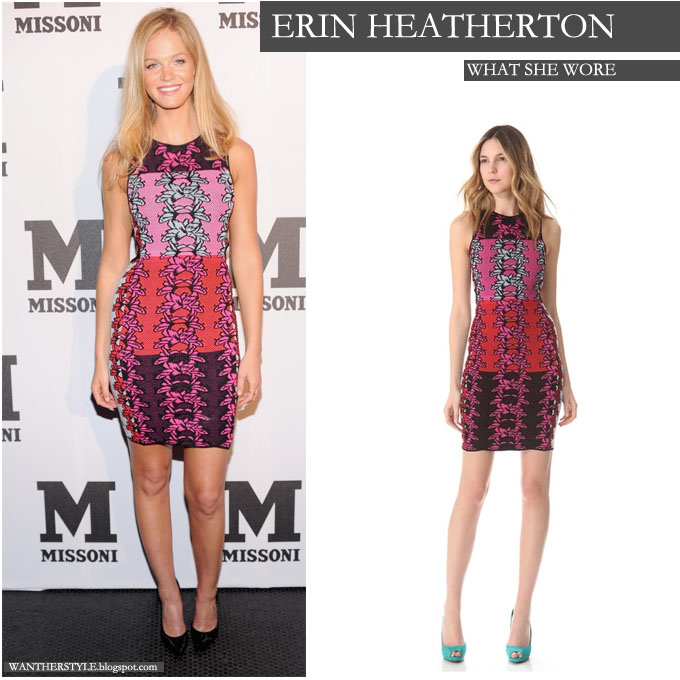 WHAT SHE WORE Erin Heatherton in hibiscus print pink and purple