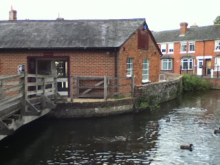 Duck Pond whitchurch mill gift shop and tea room on Frog Island in the River Test, Hampshire