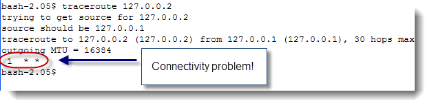 Traceroute connectivity problem