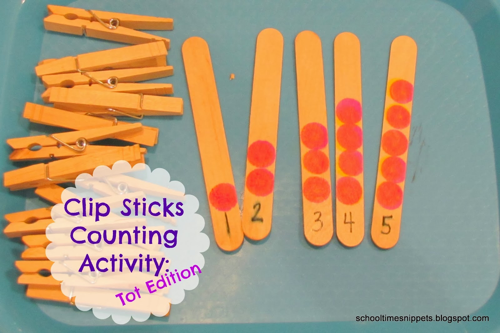 Clothespin Counting Fine Motor Math for Toddlers School Time Snippets