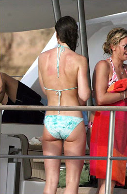 Kate Middleton in thong bikini blue back view