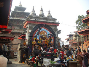 "Kal Bhairav" statue  at Hanuman Dhoka in Kathmandu Darbar Square.