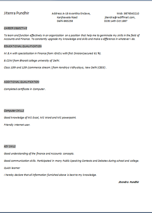 simple biodata