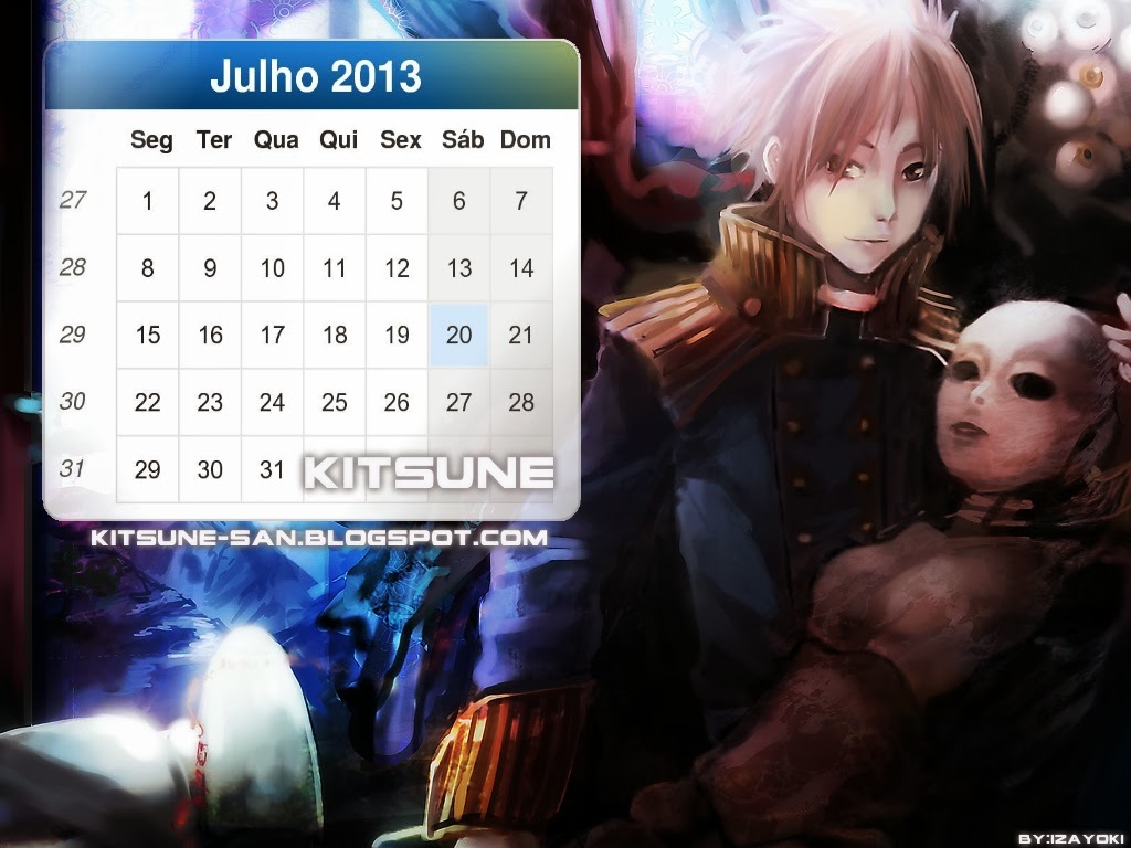 calendário de 2021 tema anime