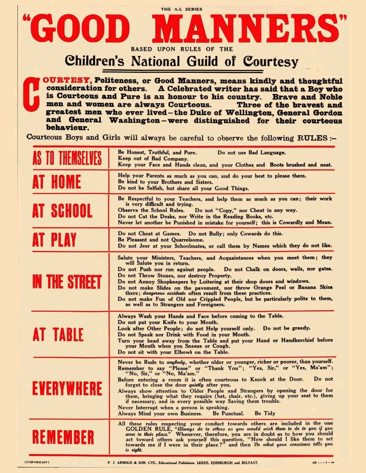 Etiquipedia Victorian National Guild of Courtesy Rules