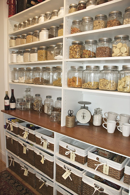 Pantry with great countertops and jars for storage