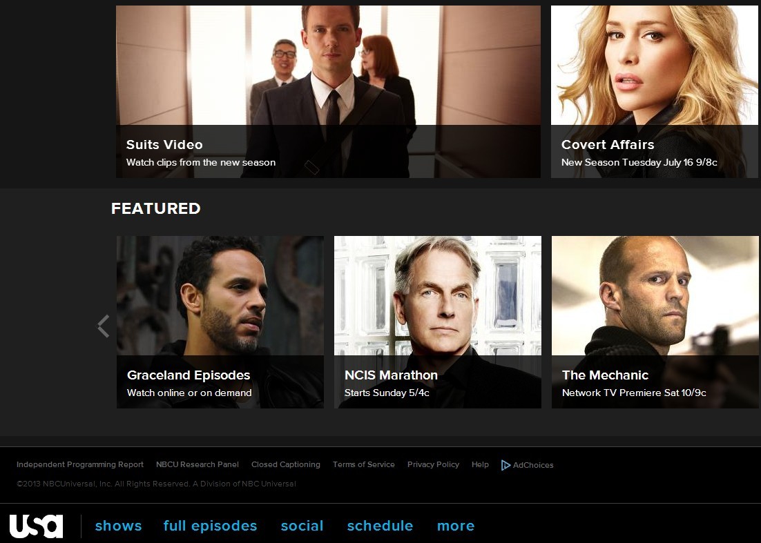watch episodes usa network