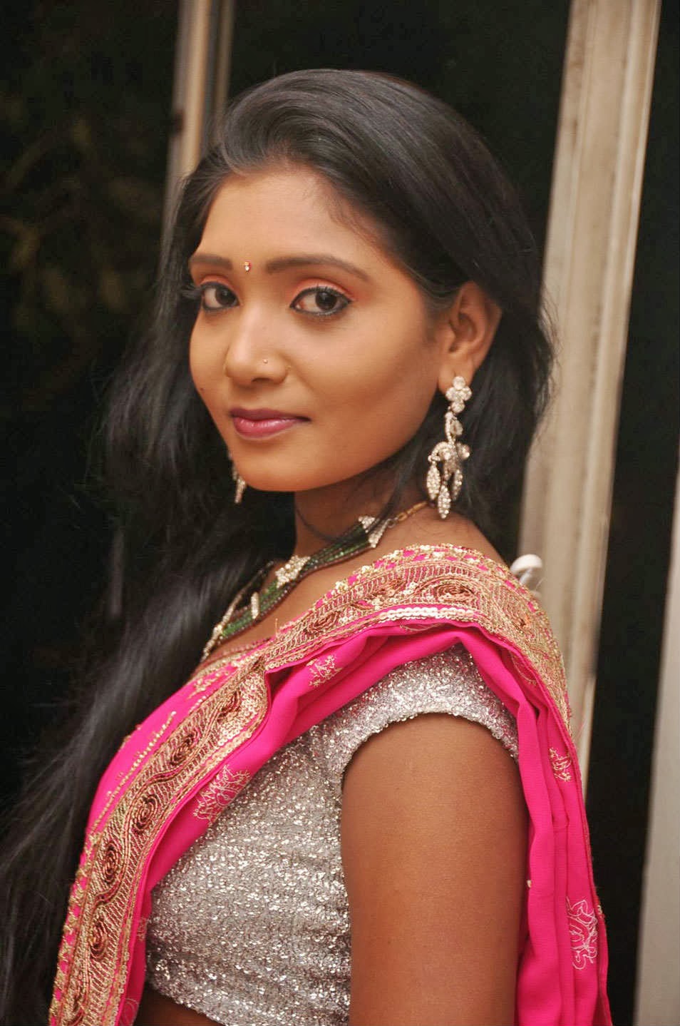 Tollywood Actress Nisha in Pink Saree