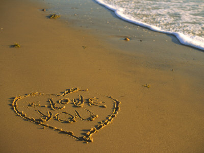 love heart on beach