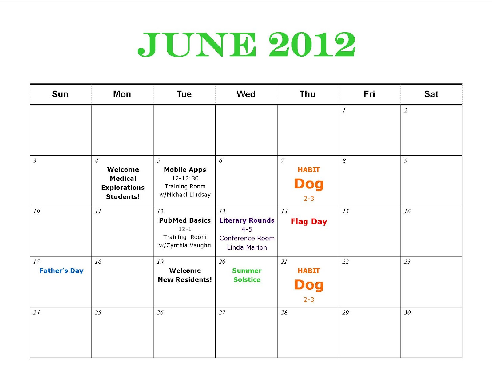 safety calendar template